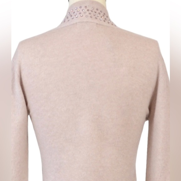 NWT 100% Cashmere Sweater Shrug w/ Swarovski Crystals by Aspen True blush pink - Picture 5 of 6